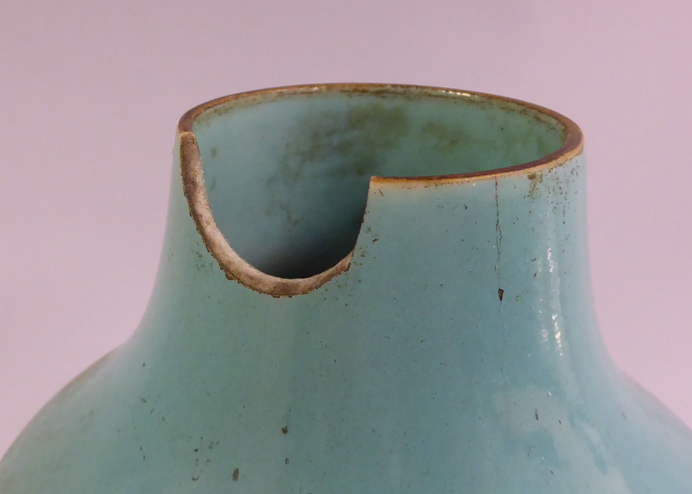 An 18thC Chinese turquoise glazed porcelain vase of baluster form, having a tapered neck, - Image 5 of 7