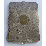 An early Victorian silver card case of shaped outline,