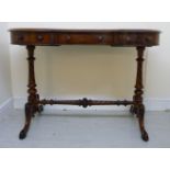 A late Victorian burr walnut finished kidney shaped side table,