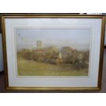 Harry Hine - a view over St Albans towards the Abbey watercolour bears a signature 14.5'' x 20.