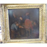 18thC Dutch School - a tavern interior scene with standing figures and others seated around a