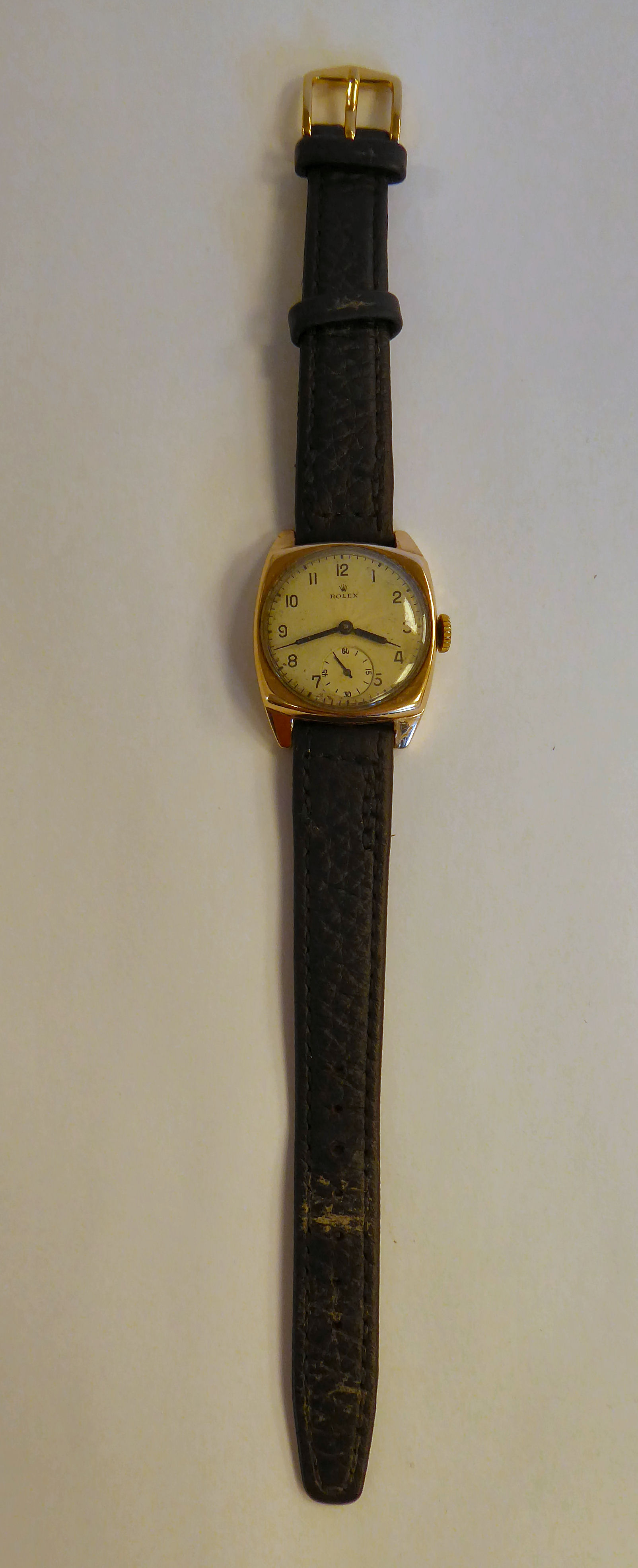 A 1940s Rolex 9ct gold square cased wristwatch, faced by a silvered, - Image 2 of 6