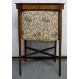 A mid 19thC satinwood string inlaid and crossbanded mahogany sewing table,