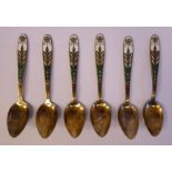 A set of six Russian silver gilt,