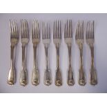 A set of eight George III silver fiddle thread and shell pattern table forks Richard Poulden