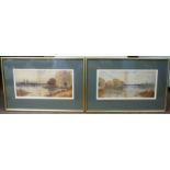 A Marsh - a pair of Thames riverscapes at Clewer and Hurley watercolours bearing inscriptions &