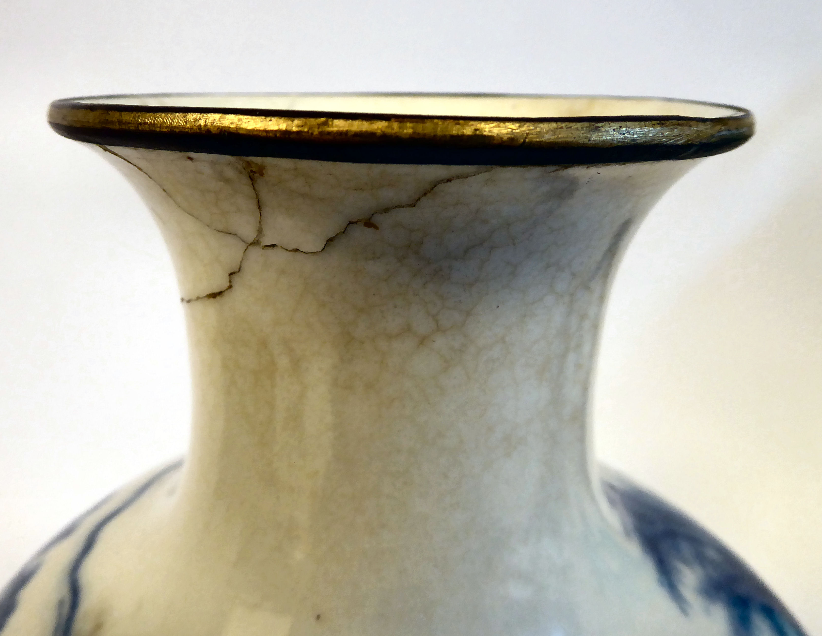 An 18thC Chinese porcelain vase of waisted baluster form with a narrow neck and flared rim, - Image 5 of 9