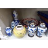 Oriental porcelain: to include a pair of late 19thC Chinese porcelain crackle glazed vases,