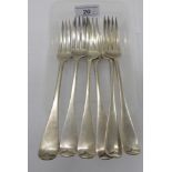 A set of six Edwardian silver Old English pattern table forks London 1907 11