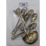 Silver flatware: to include a pair of George III Old English pattern sauce ladles London 1805