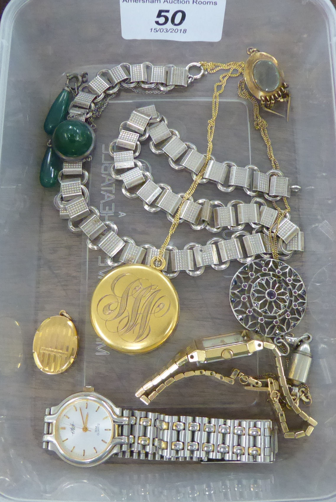 Jewellery: to include a gold coloured metal hinged locket 11