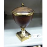 A late 18th/early 19thC lacquered gilt metal mounted (possibly South Seas) nut shell pot and cover,