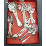 A late Victorian silver Old English pattern canteen of flatware London 1897 CS