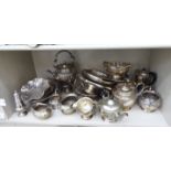 Silver plated tableware: to include an Edwardian teapot and stand OS5