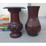 A late Victorian mahogany jardiniere stand of pedestal vase design 21''h;