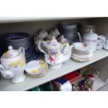 Domestic ceramics: to include Ironstone china old willow pattern tableware,