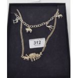 A white metal necklace,