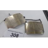 A pair of British Airways silver wine labels, on chains,