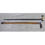 'Vintage' walking sticks: to include an ebonised example with a bone handle LAF