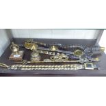 Equestrian related and other decorative brassware: to include a toasting fork,
