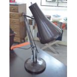 A modern brown painted metal anglepoise style lamp RAF