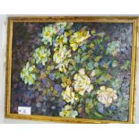 Leo Jewell - 'Roses' oil on board bears a signature & a label verso 21'' x 16.