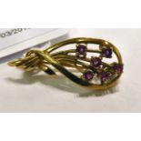 A 9ct gold floral spray brooch,