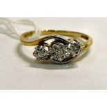 A 9ct gold crossover ring,