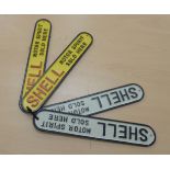 A set of four cast iron signs 'Shell' 12''w OS4