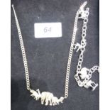 A white metal necklace,