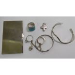 Silver items: to include a Carr engine turned card case;