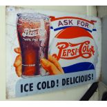 A printed metal sign 'Pepsi Cola' 20'' x 28'' SR