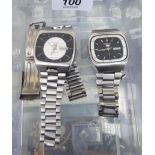 Two 'vintage' Seiko 5 automatic stainless steel cased bracelet watches,