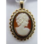 A 9ct gold framed oval profile portrait,