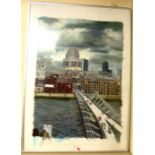 Aldus - St Paul's from Tate Modern acrylic bears a signature 23'' x 17'' framed HSR