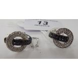 A pair of 14ct white gold earrings,