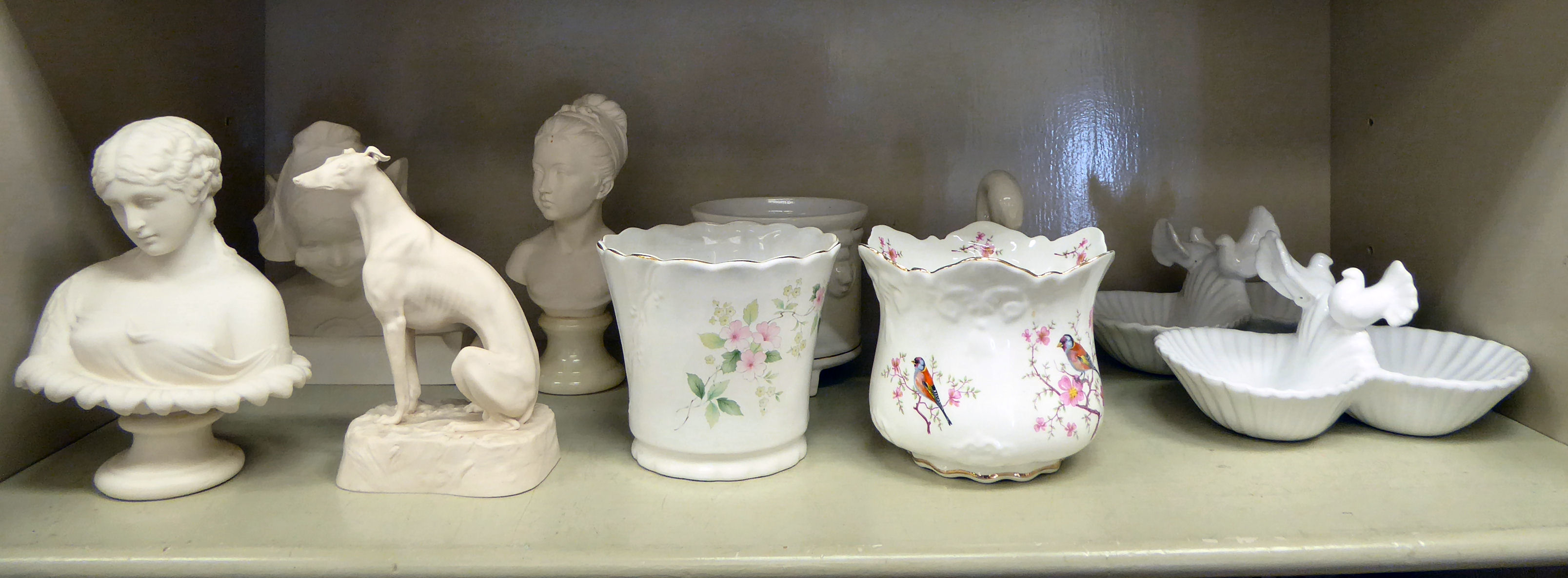 Decorative ceramics: to include a Parian type bust,