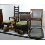 Small furniture: to include a set of four G-Plan, teak framed dining chairs with low,