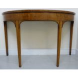 An early 19thC mahogany demi-lune console table with satinwood and ebony string inlaid and