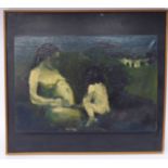 20thC British School - a study of a mother and child oil on canvas 10'' x 15'' framed