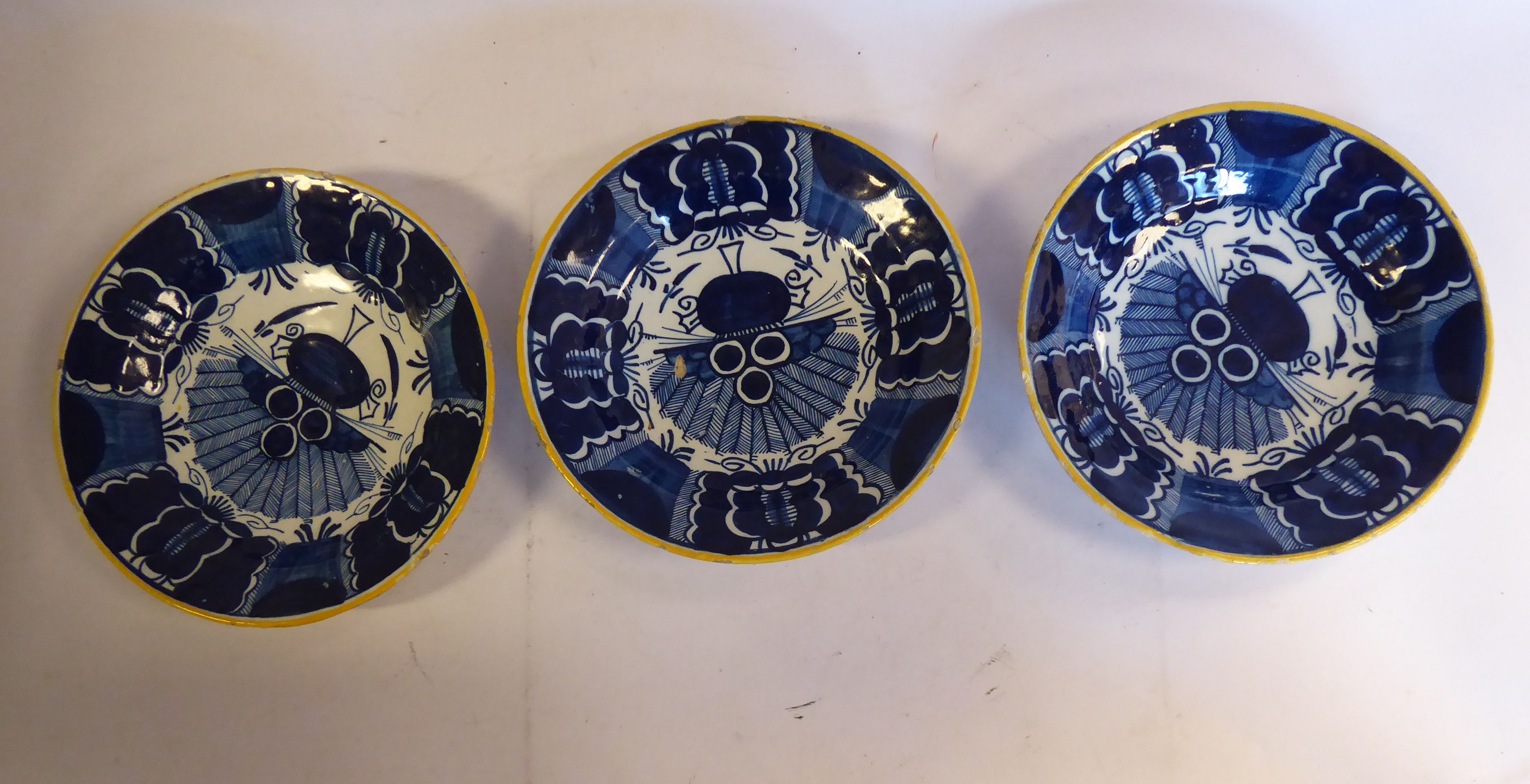 A set of three late 18thC Dutch Delft footed dishes, - Image 2 of 12