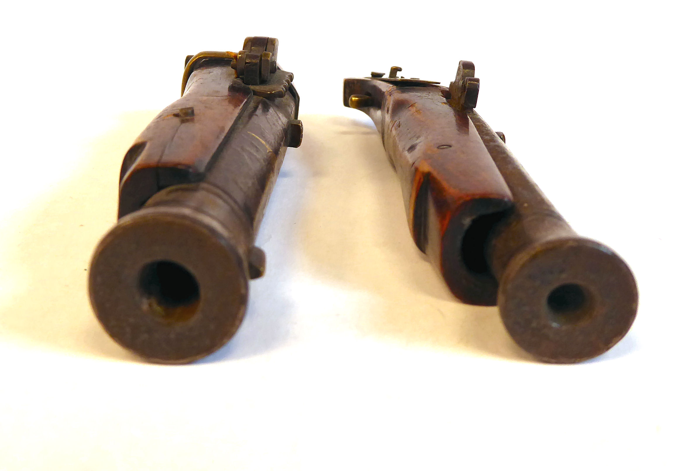 A pair of 19thC Japanese 'hand canons' the barrels inlaid with Kornai work 5. - Image 7 of 10