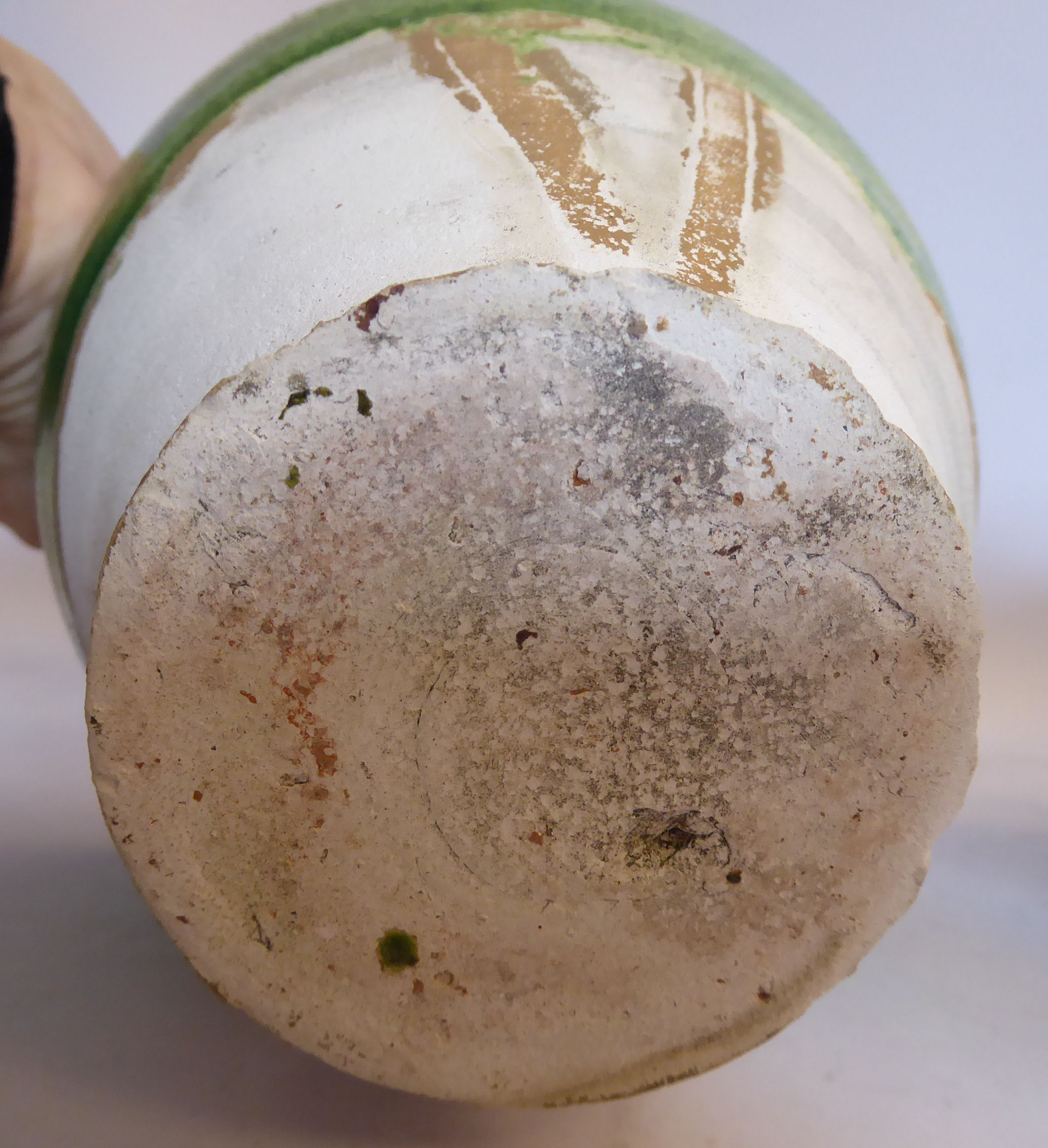 An 'antique' Chinese green glazed pottery ewer of tapered and shouldered baluster form with a high - Image 12 of 12