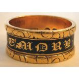 A George IV 18ct gold and black enamel mourning ring,