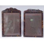 A pair of 1920s glazed tortoiseshell mounted photograph frames with line inlaid bone spacers and