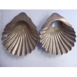 A pair of late Victorian scallop shell butter dishes,