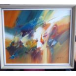 Mandy Wilkinson - an abstract in colours oil on board bears a signature 19'' x 23'' framed