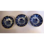 A set of three late 18thC Dutch Delft footed dishes,