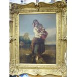Mid 19thC British School - a study of a peasant girl holding a child,