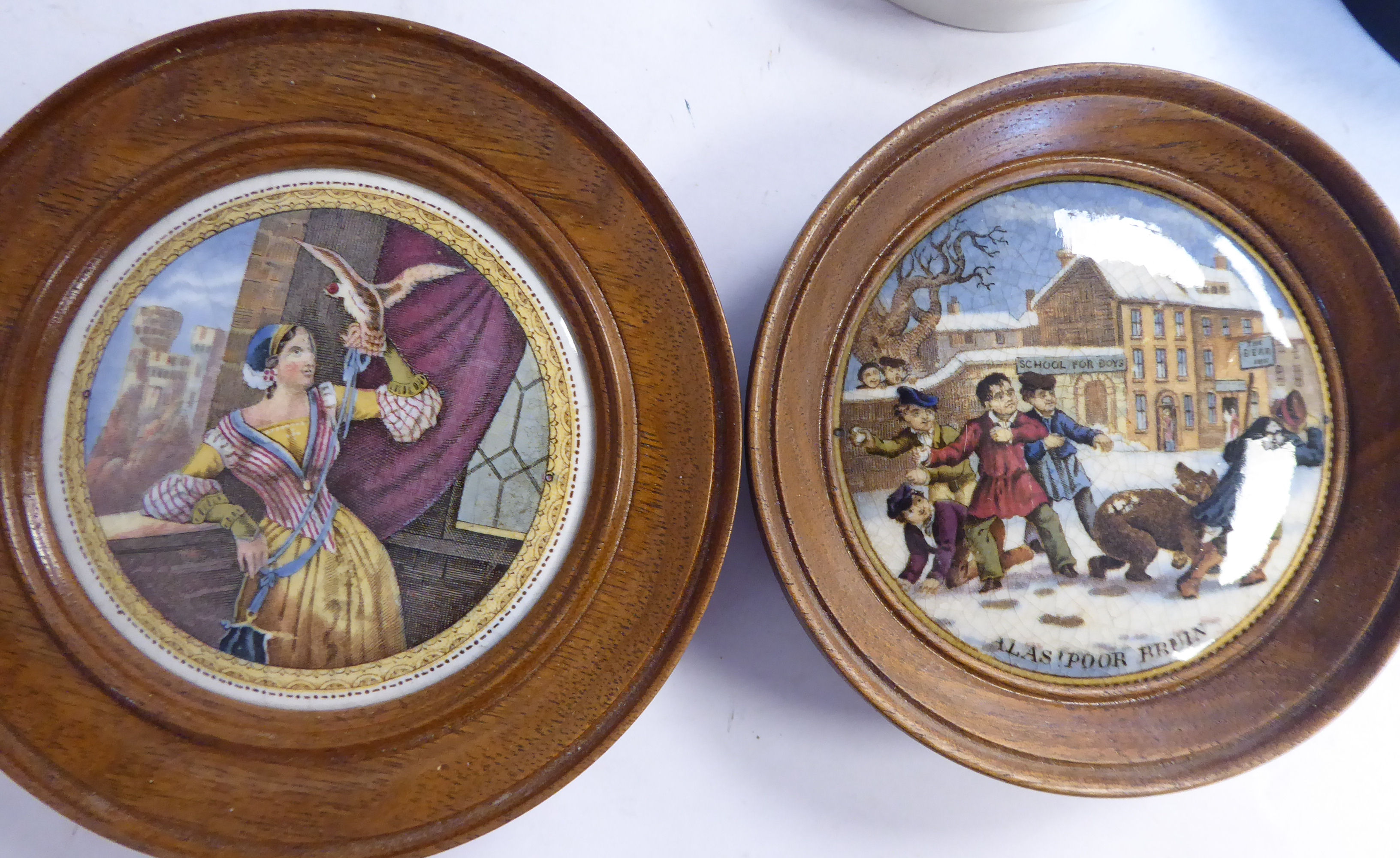 A Prattware pot of elongated box design, the lid featuring 'Alexandra Palace 1873' 5. - Image 3 of 8